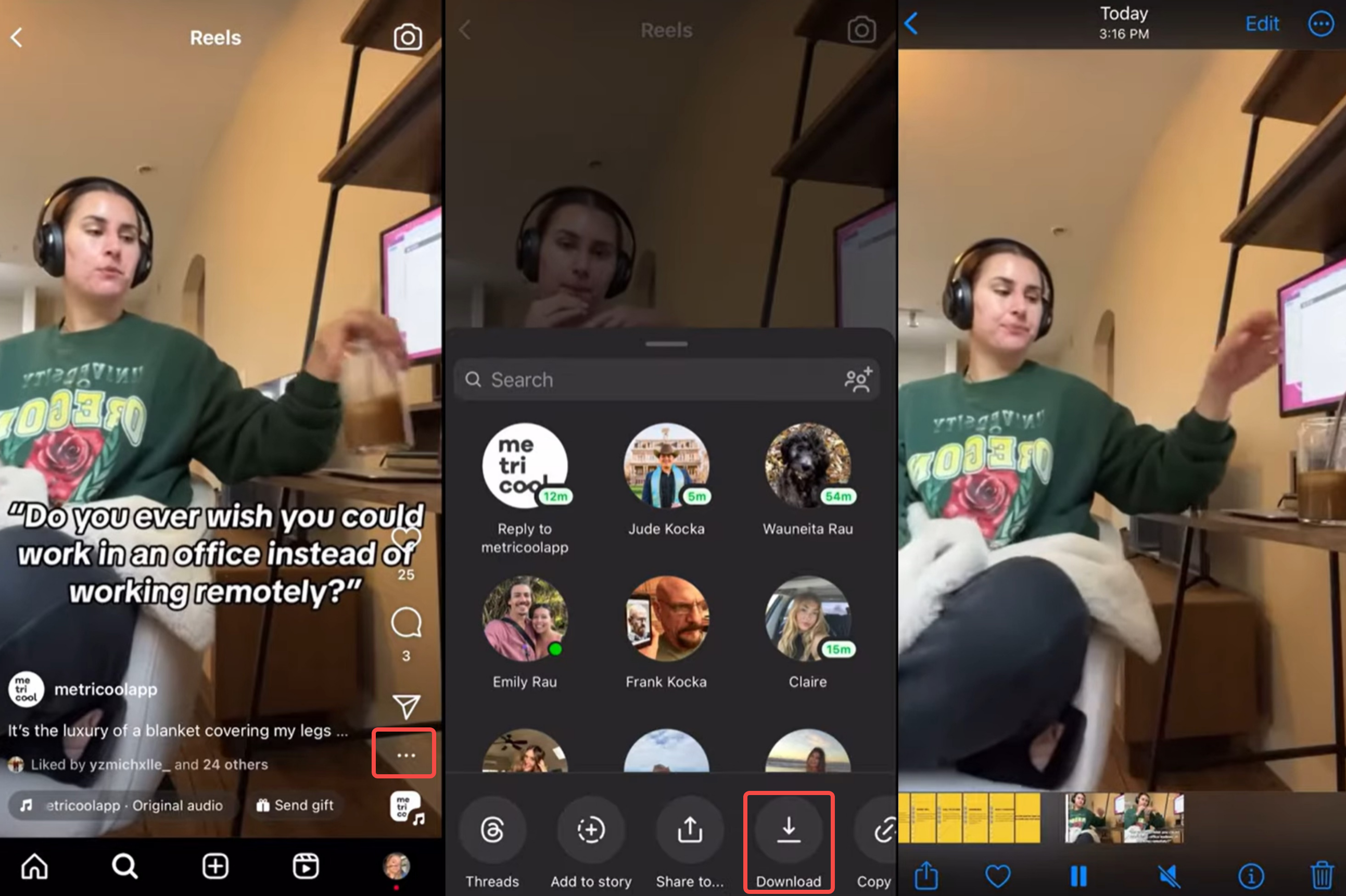 Az Instagram rövid videók letöltéséhez szükséges felület