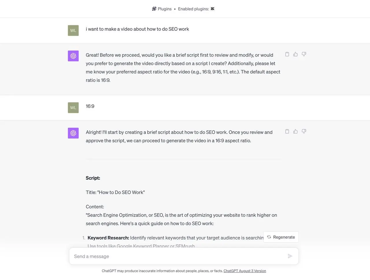 Generate video with ChatGPT