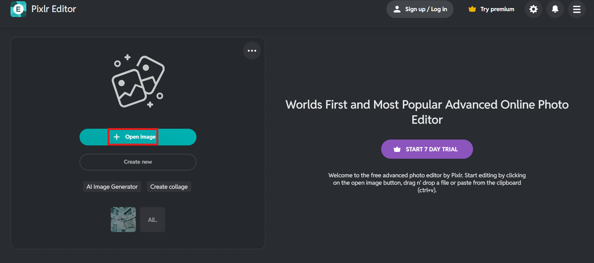 Pixlrで画像を開く