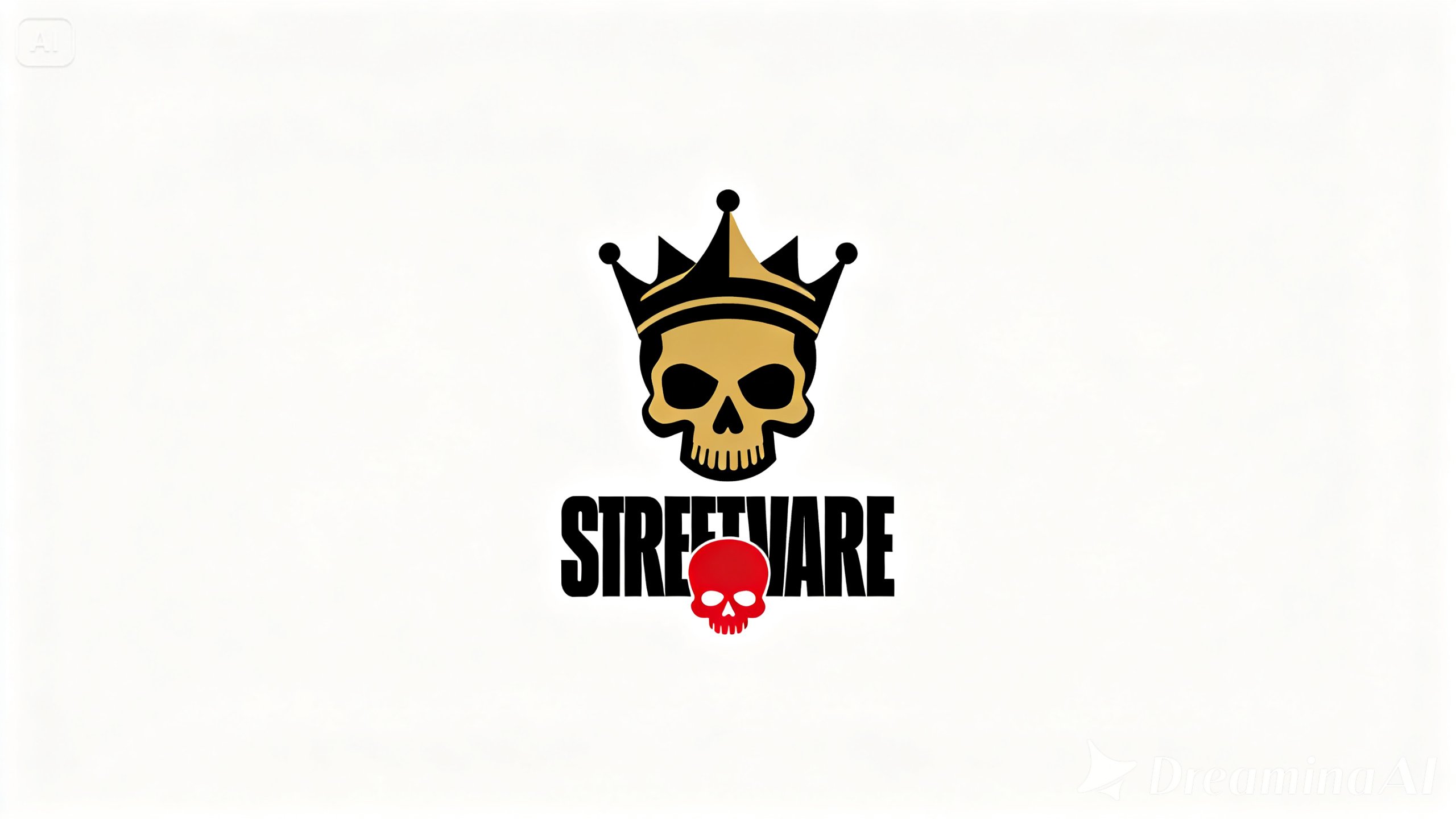 왕관이나 두개골과 같은 강력한 상징적 인물과 굵은 글자를 가진 스트리트웨어 로고
