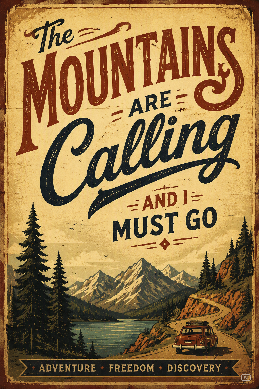 Typographic illustration vintage poster image generated by Pippit