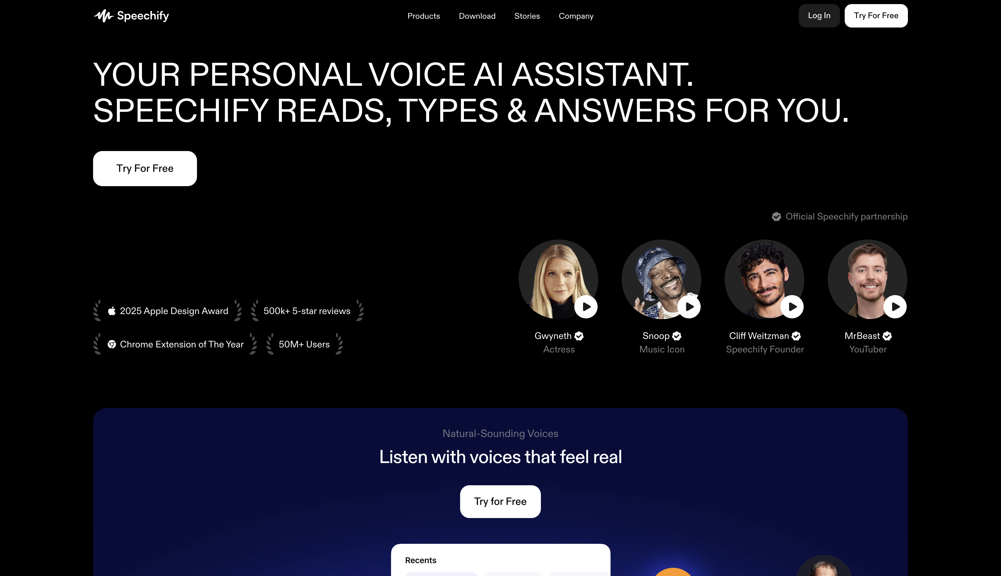 Rozhraní aplikace Speechify