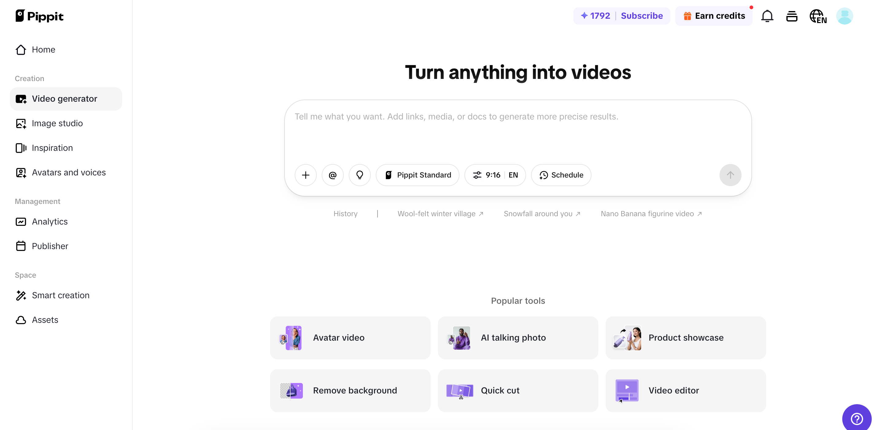 Open the AI video generator