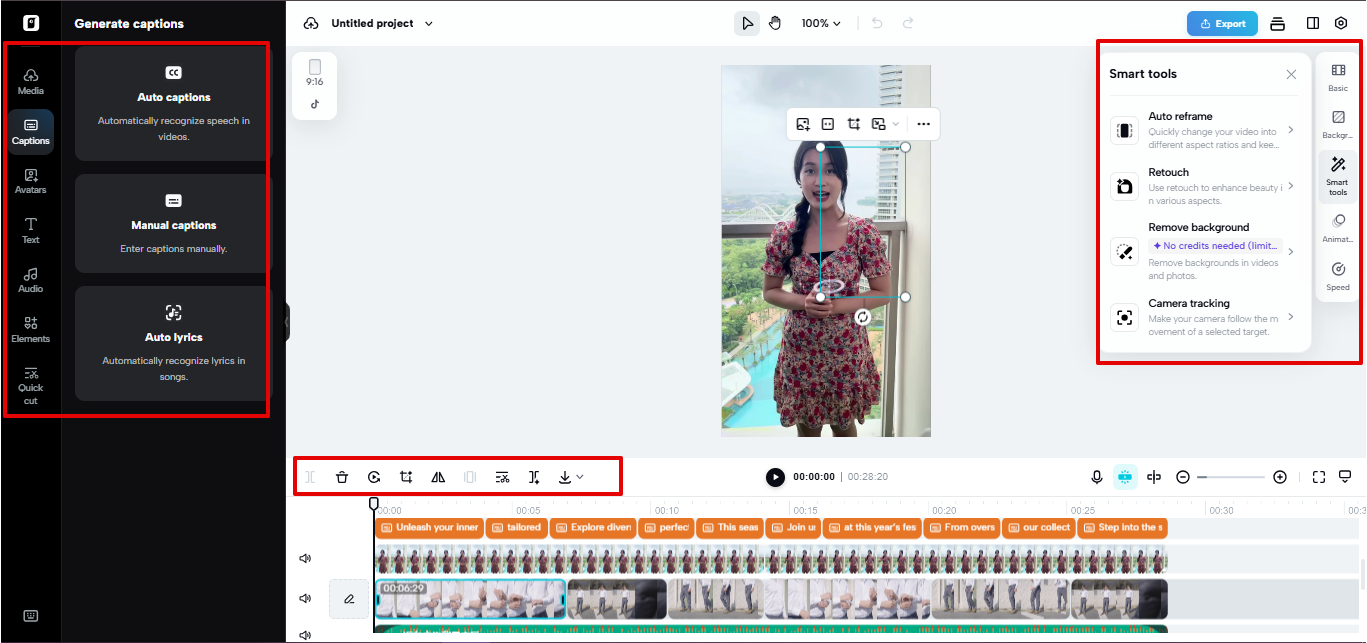 Editing space in Pippit