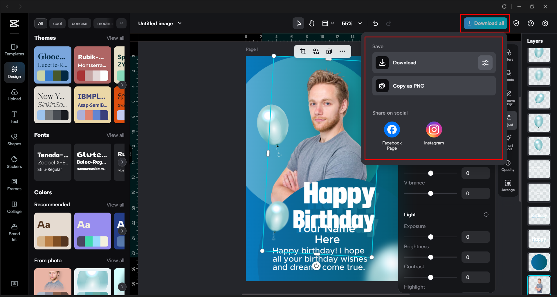 Экспорт отредактированной листовки из настольного видеоредактора CapCut