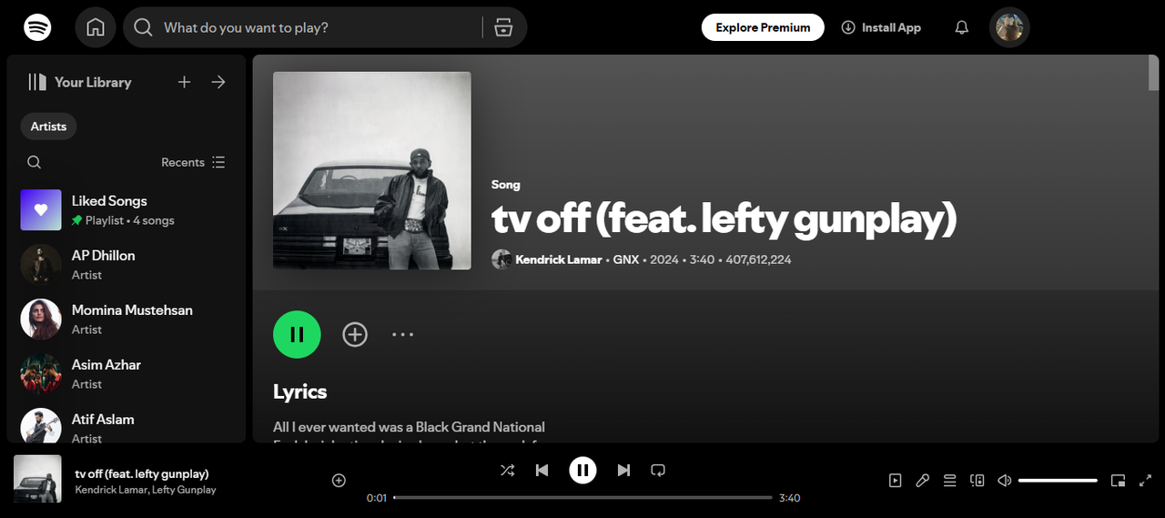 Cover of TV Off - one of the most played songs on Spotify this week