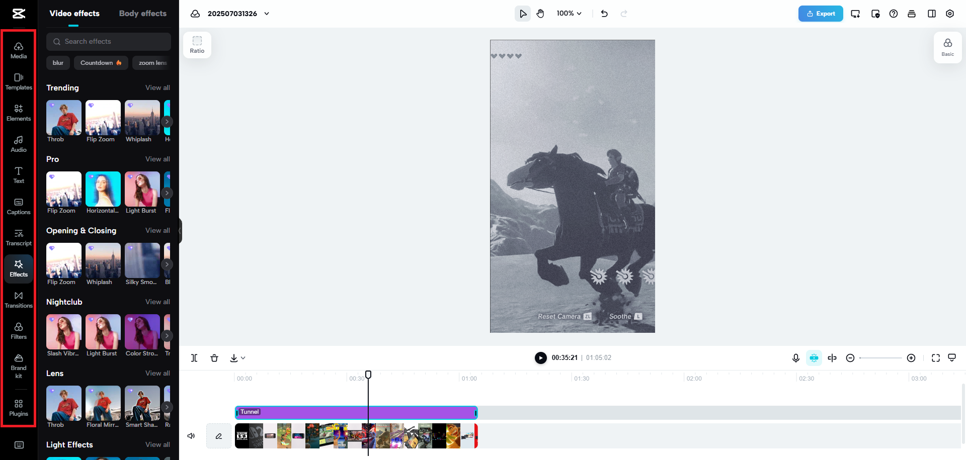 Customize your video with text, captions, effects, etc.