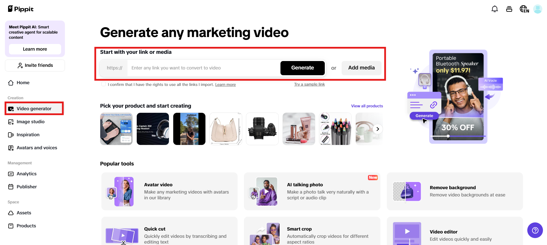 Enter product link or media