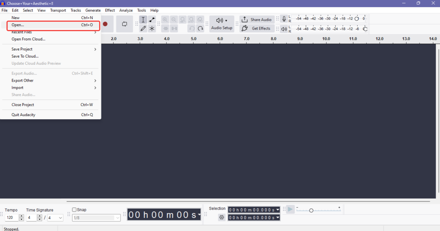 Open the file in Audacity