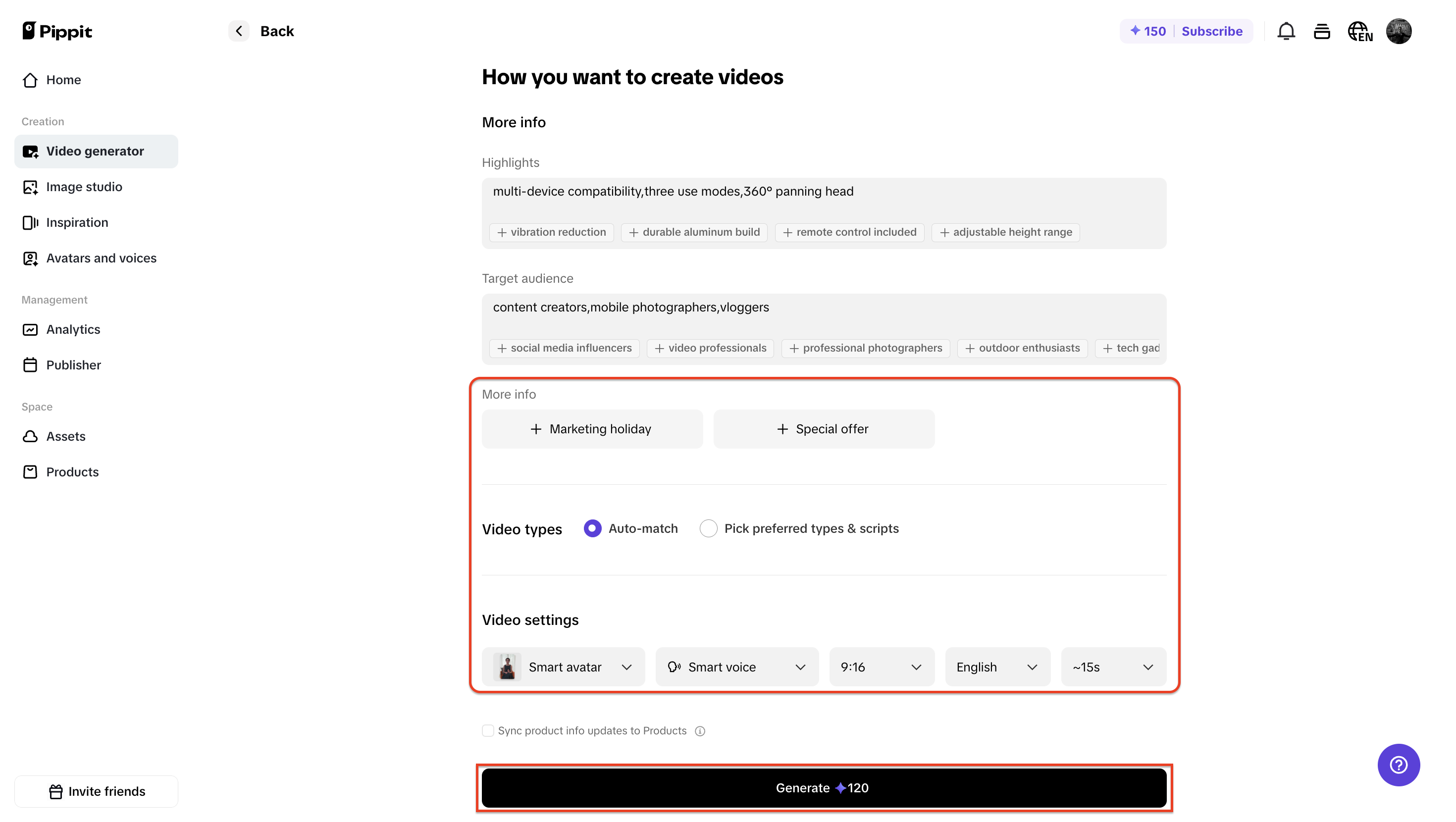 Generate your reel