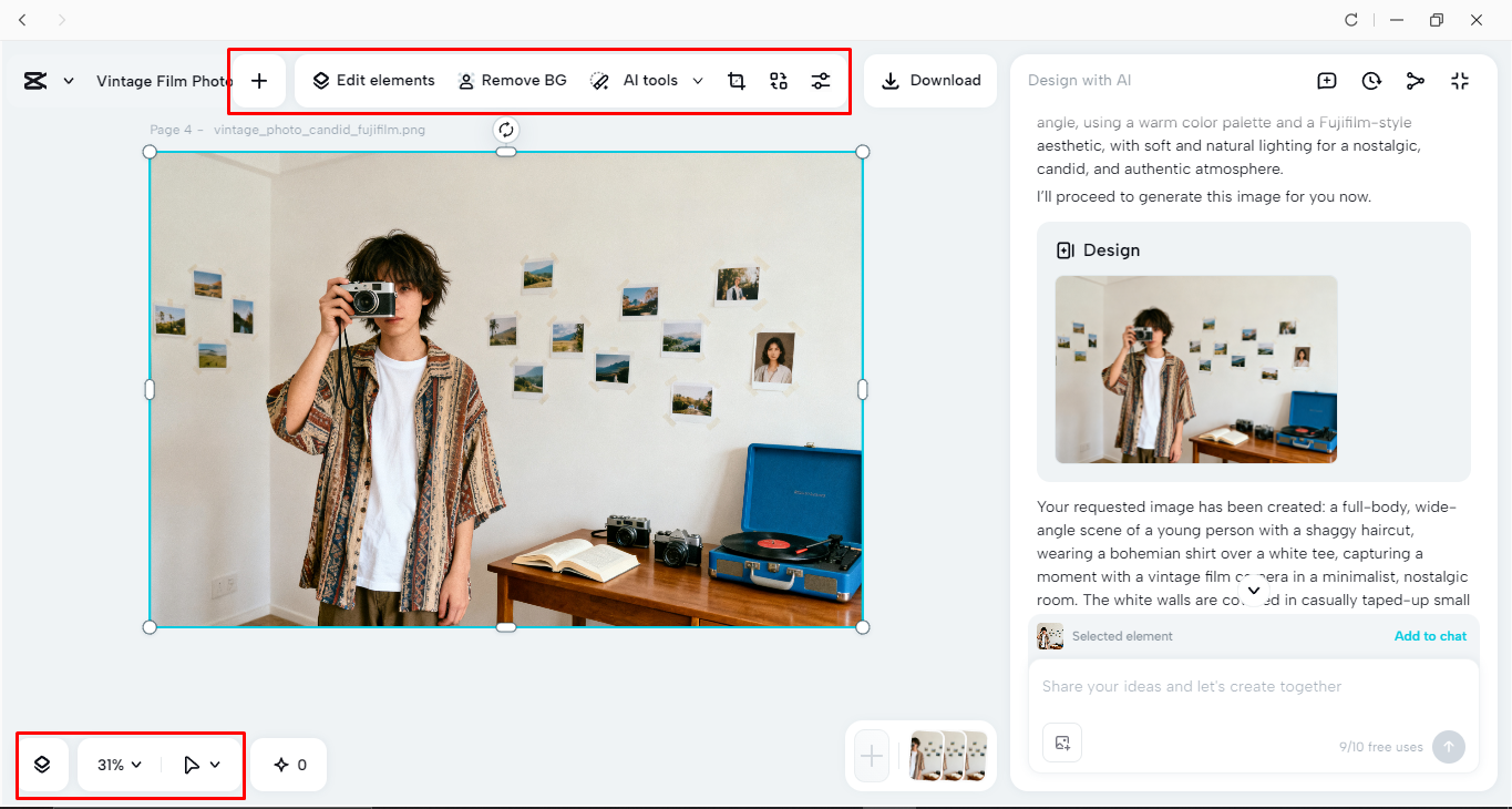 Editing the image in the CapCut desktop video editor