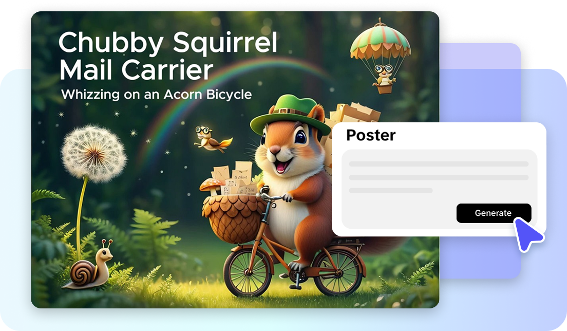 AI-generated poster creation with one-click