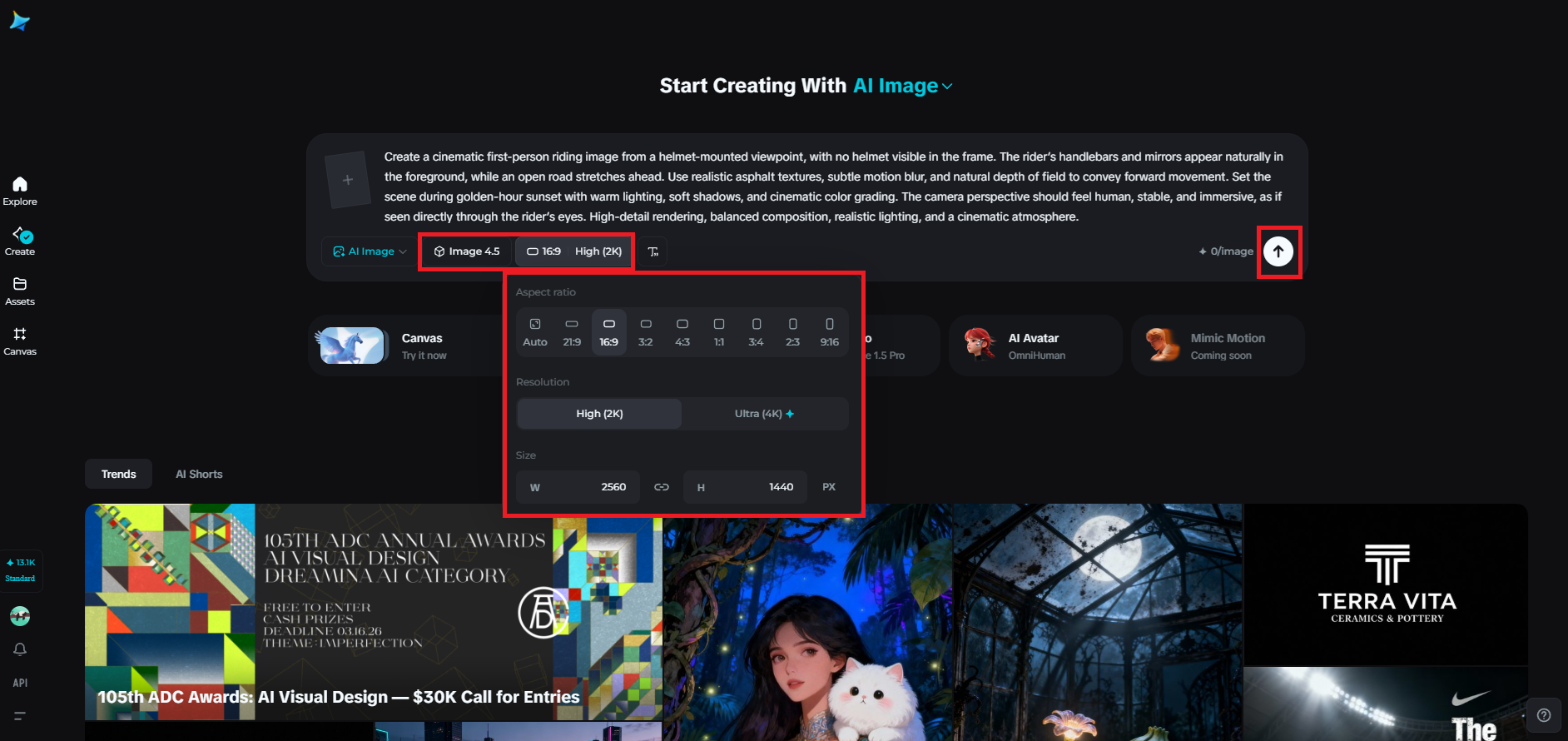 Select the model and adjust image settings