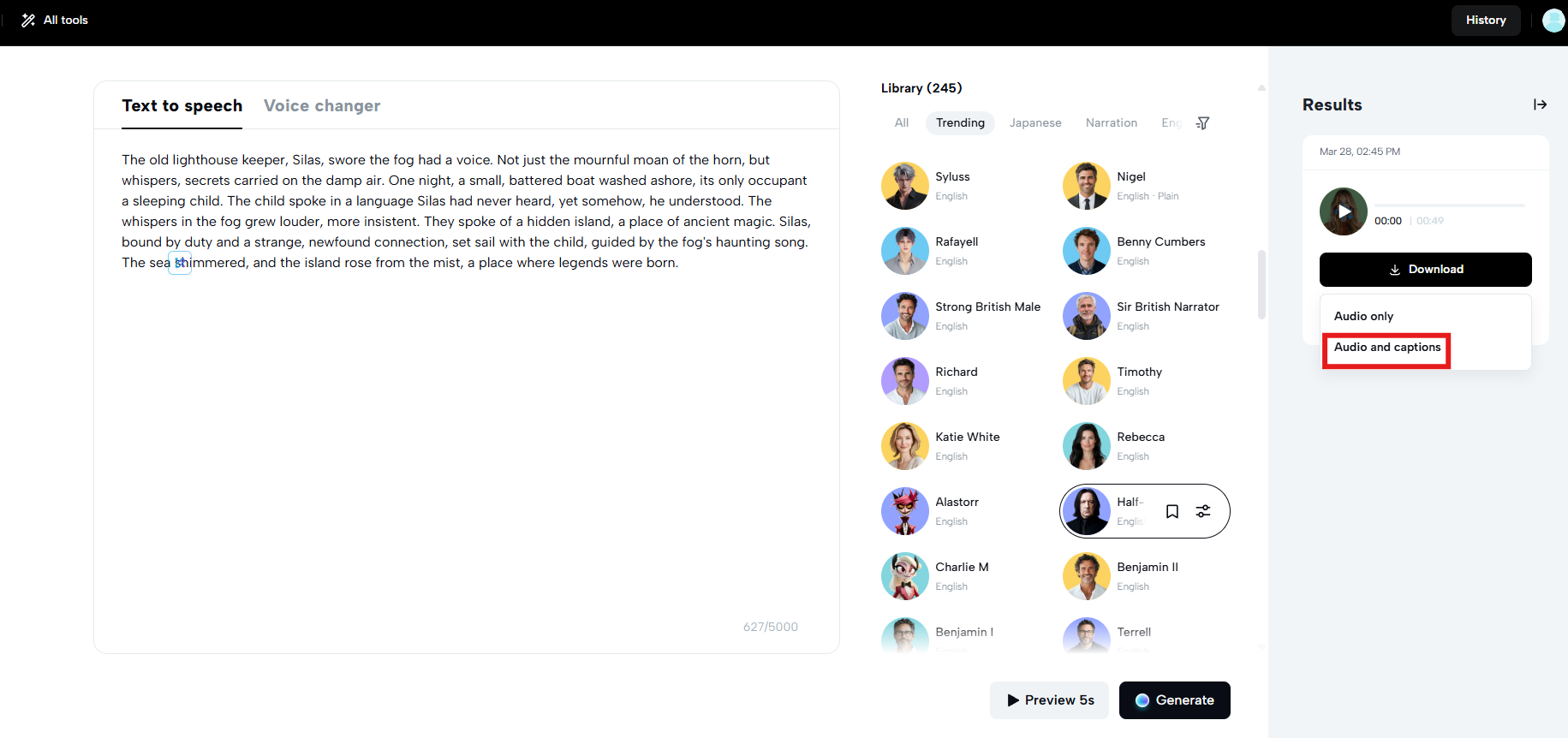 Audio di alta qualità con sottotitoli