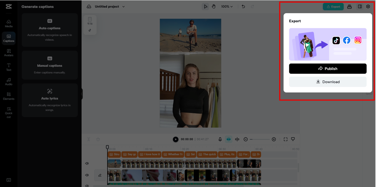 exporting video from Pippit