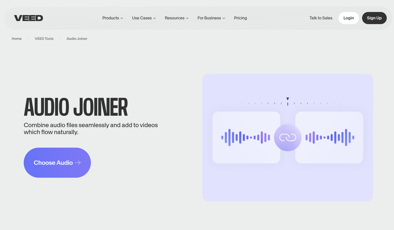 The interface of Veed.IO - the best tool to merge MP3 online for free