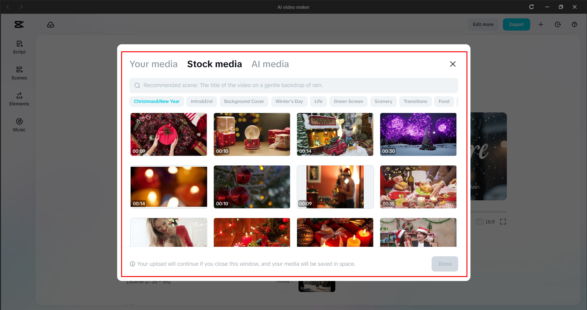 Changing the media from AI generated video with CapCut
