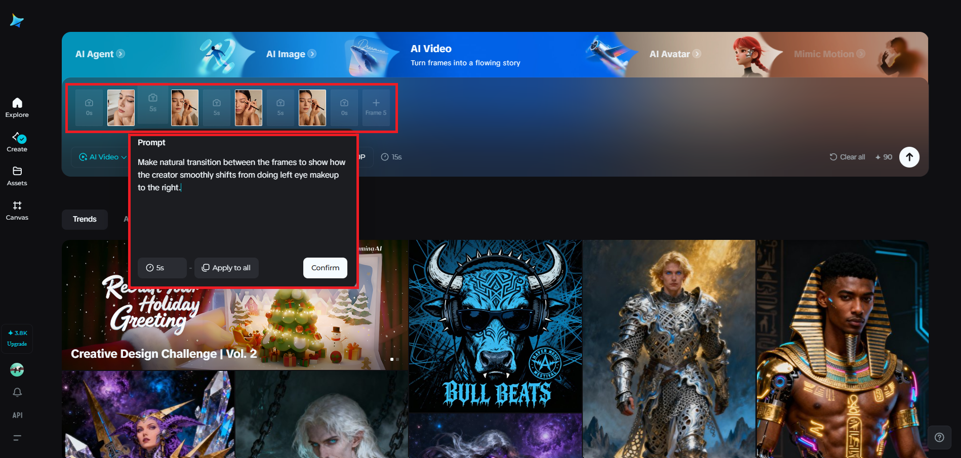 Funcție video multiframe în Dreamina