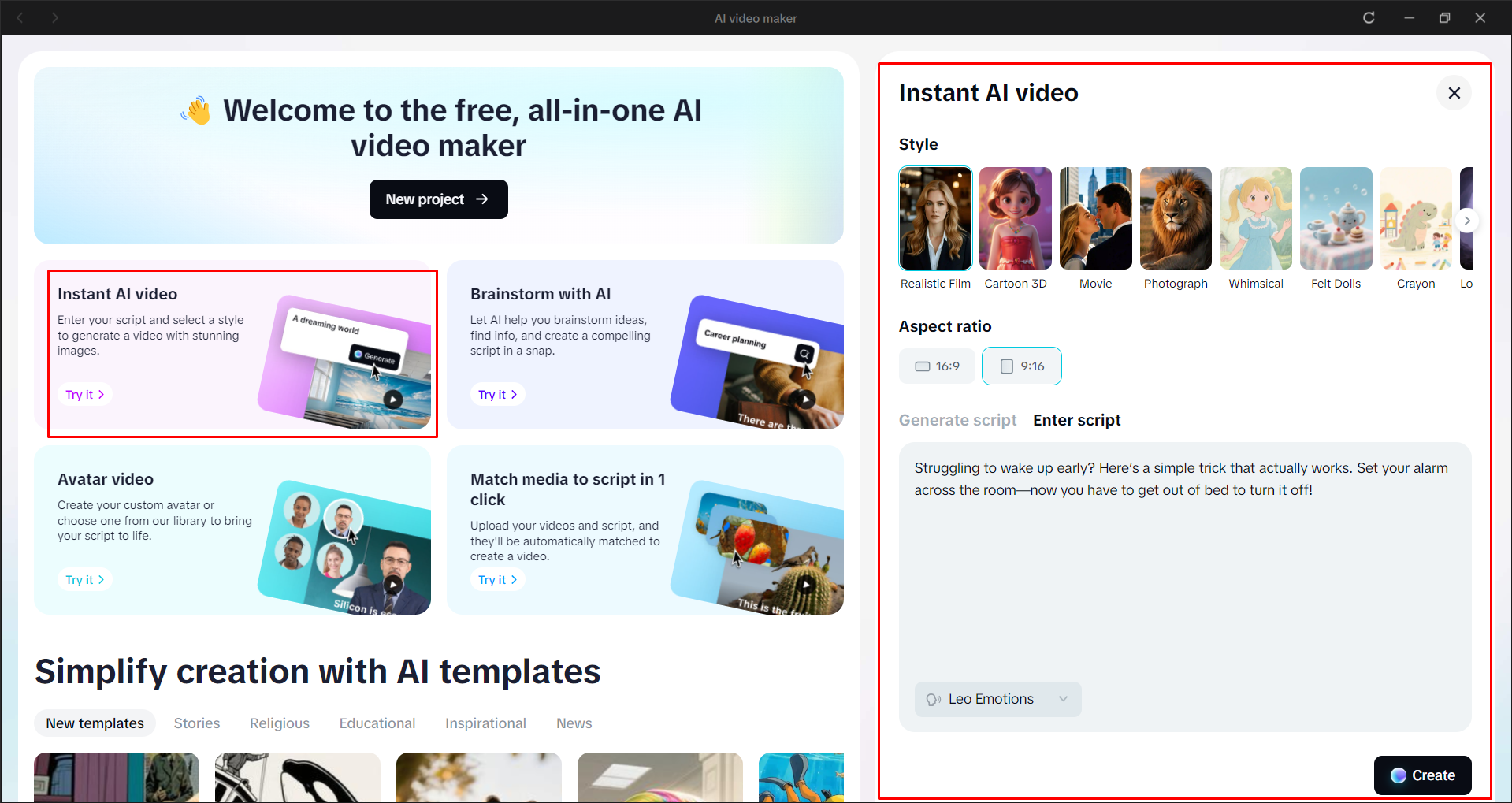 Generating a faceless TikTok video with the CapCut desktop video editor