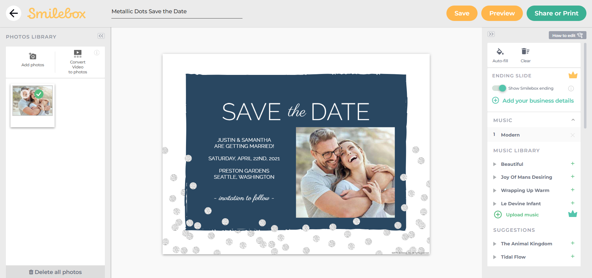 Smilebox interface