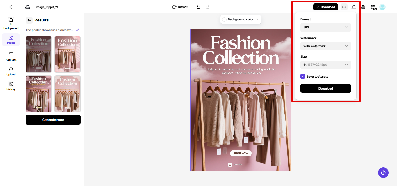 Exporting sales poster for marketing