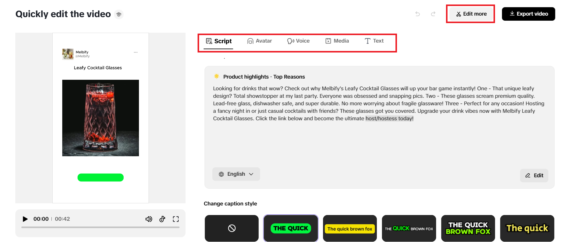 Edit more dialogue box