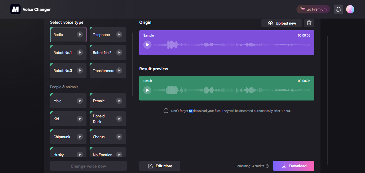 Media.io voice modulato