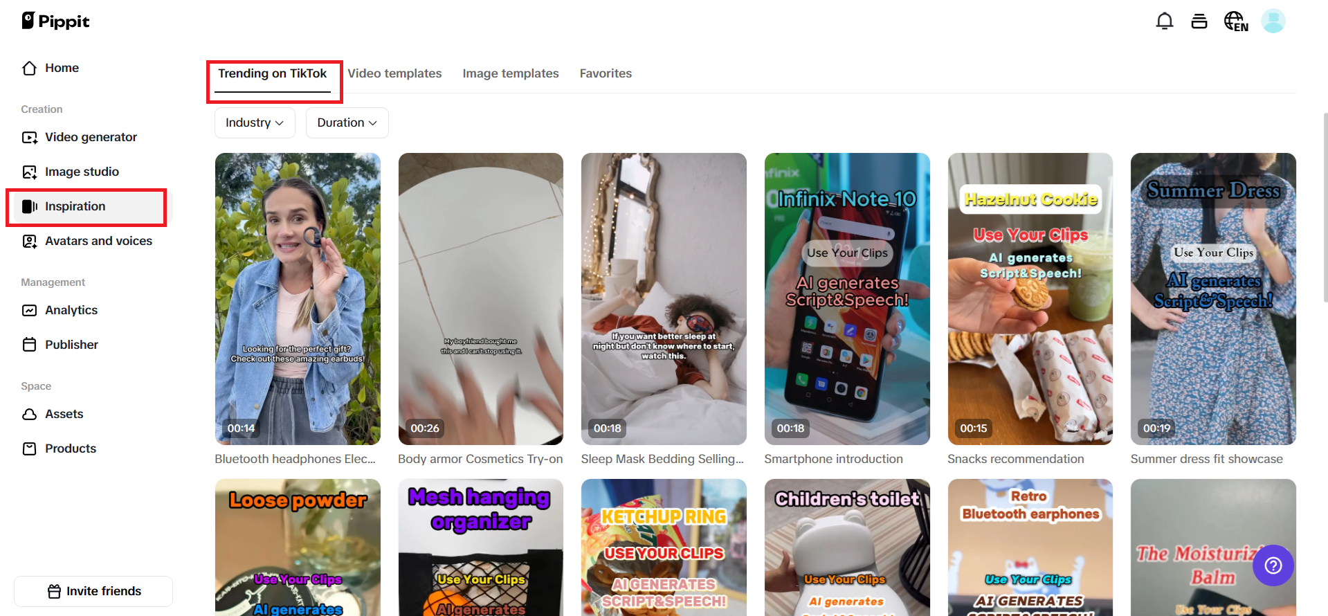 Template library for TikTok Shop