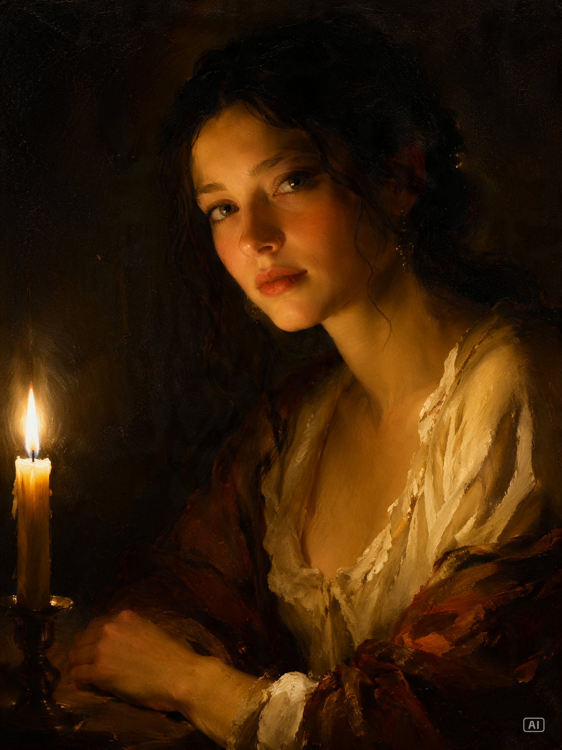 Classical oil painting portrait generated by Pippit