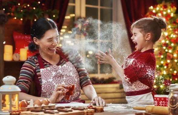 Baking Christmas cookies together
