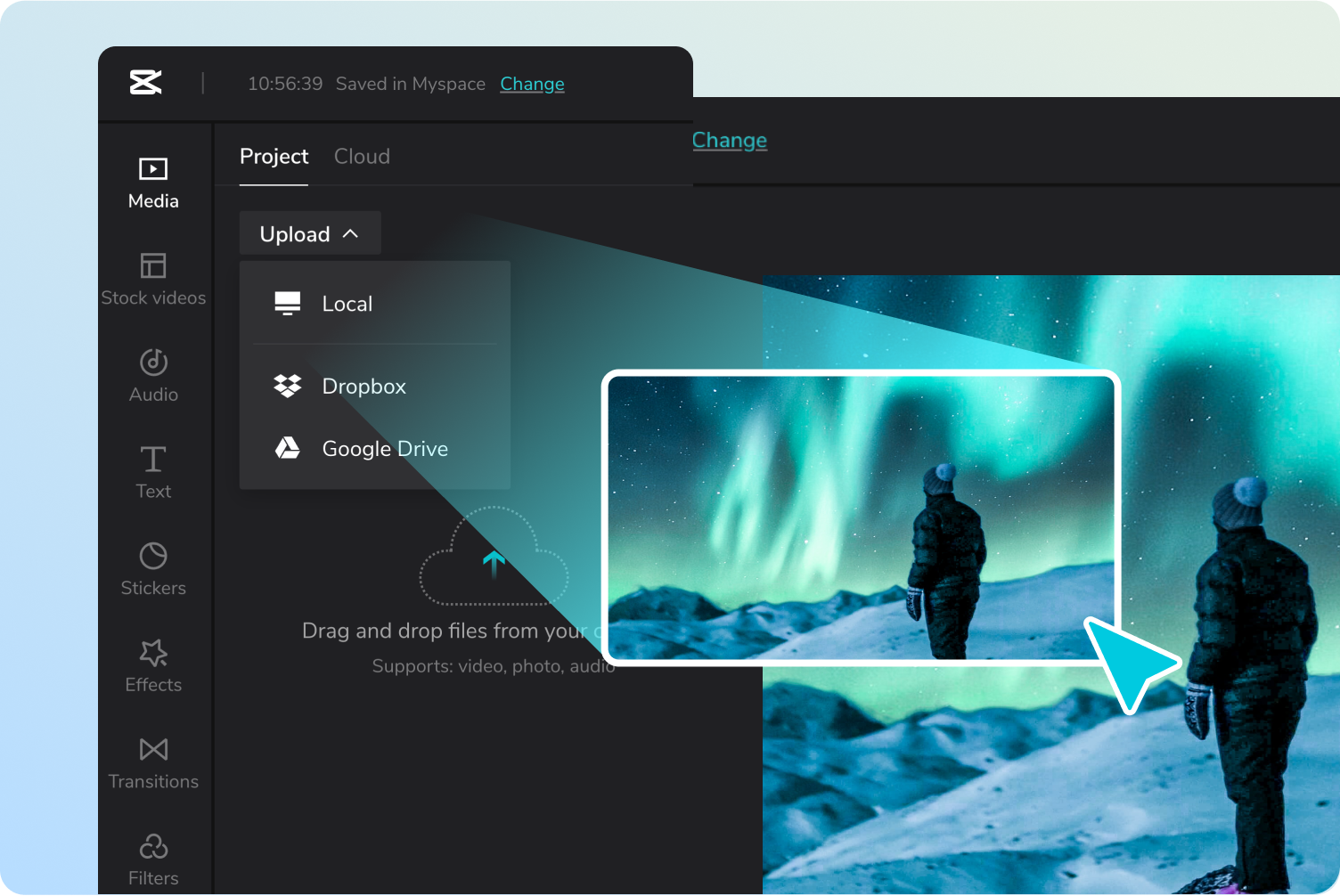 Sube el video al CapCut editor en línea