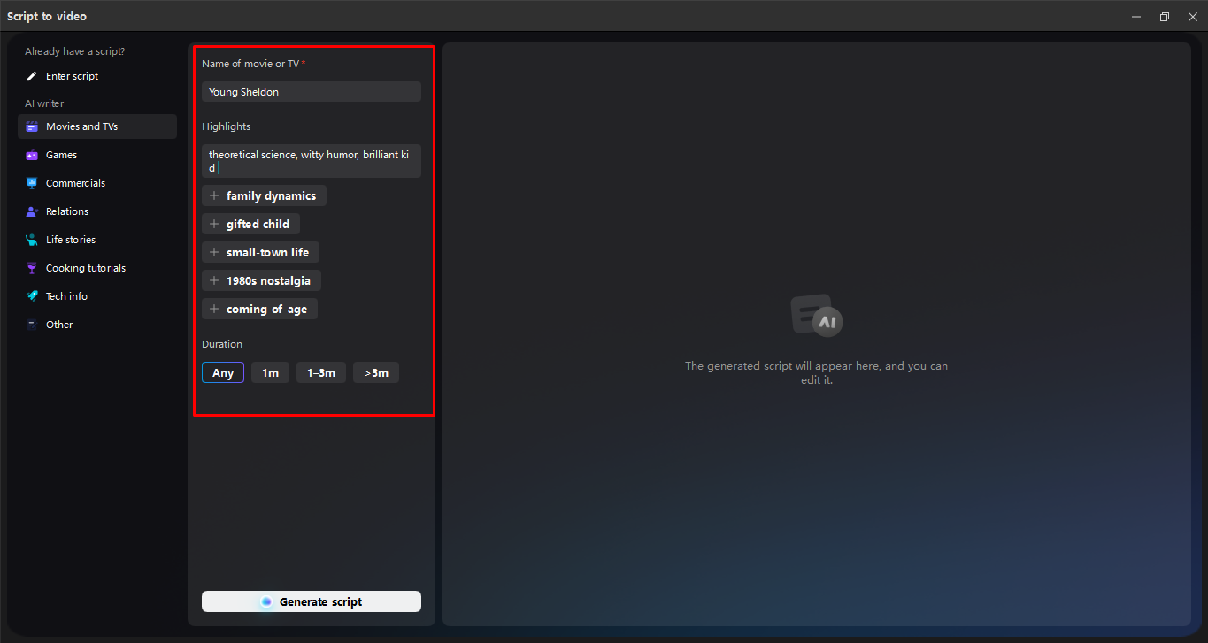 Entering content points in the CapCut desktop video editor