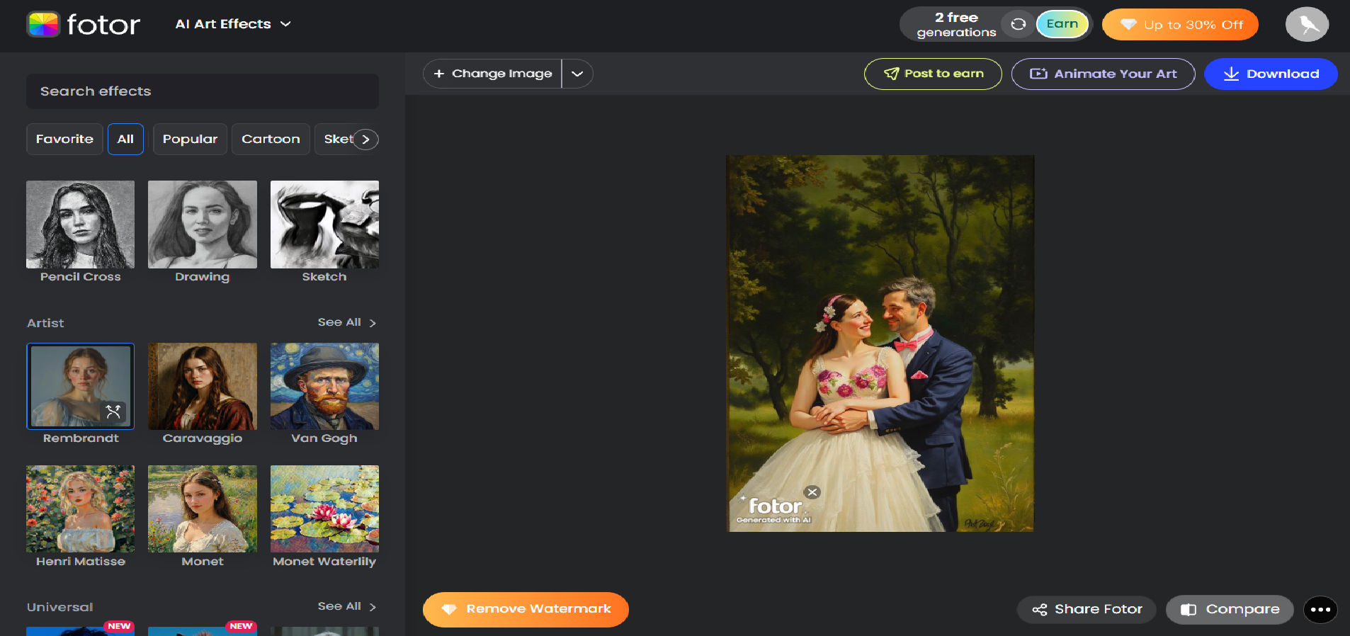 Fotor interface