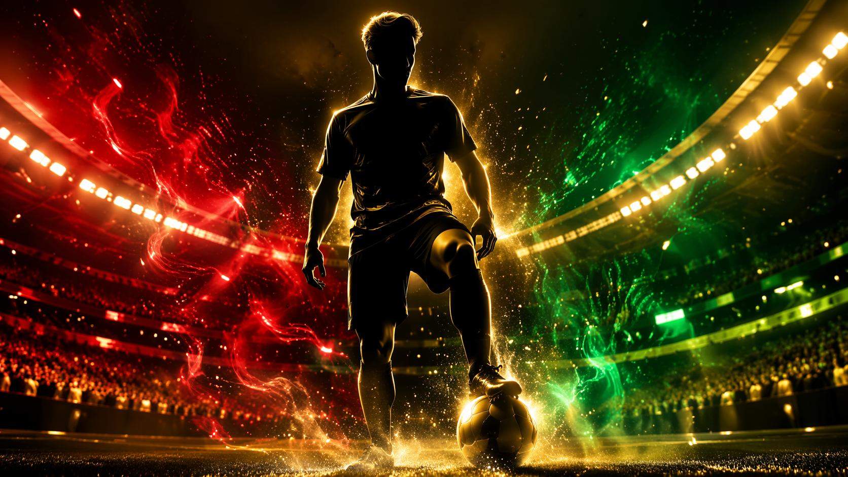 Luxus-Fußball-Schnitt mit fiktivem Superstar-Athleten