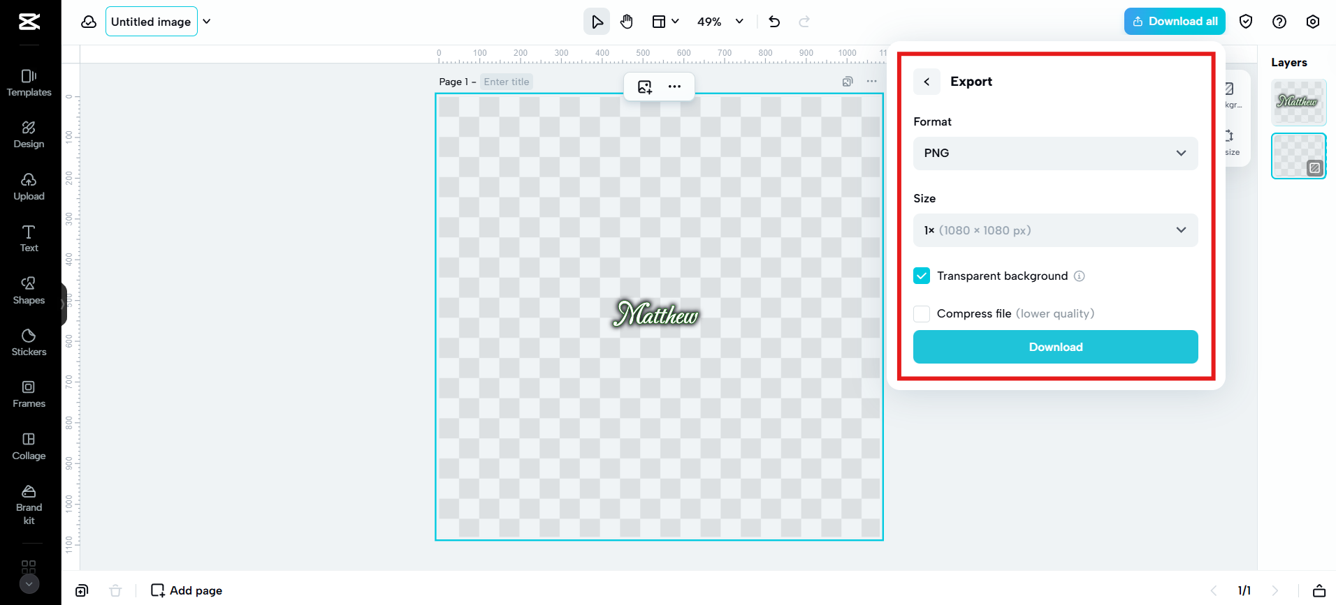 ייצוא החתימה שלך