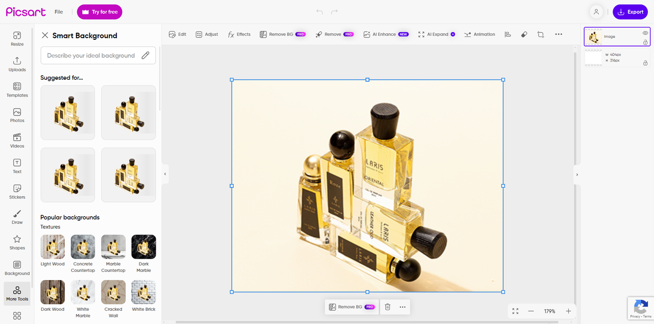 เครื่องสร้างพื้นหลัง AI ของ PicsArt