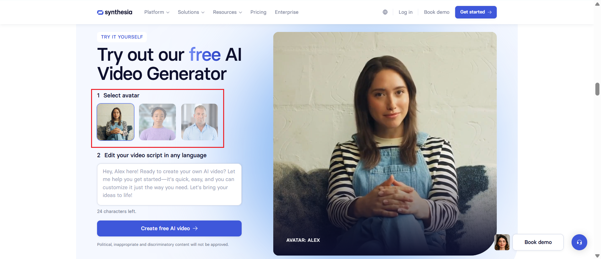 Synthesia video editor