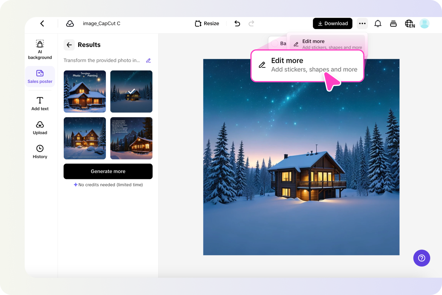 Generate, refine and customize your AI painting 