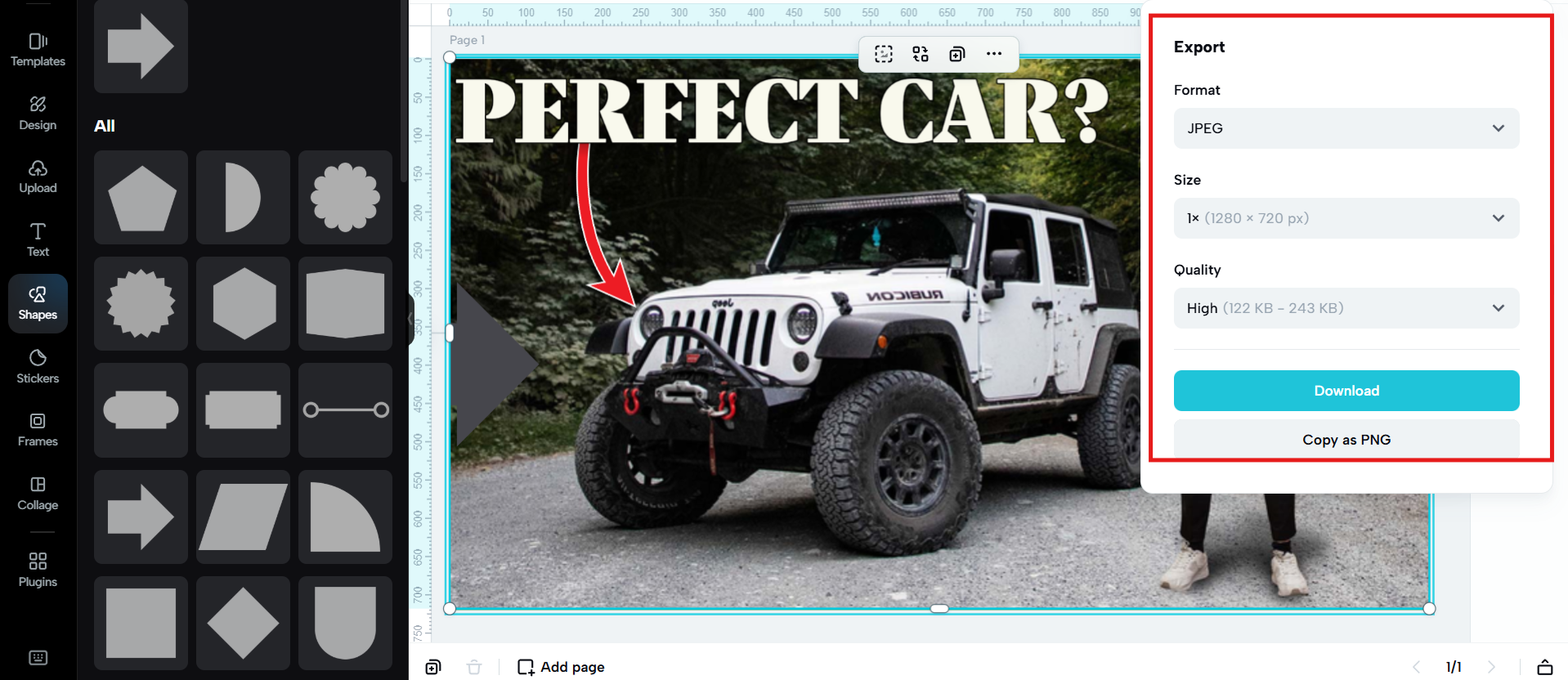 Export your thumbnail