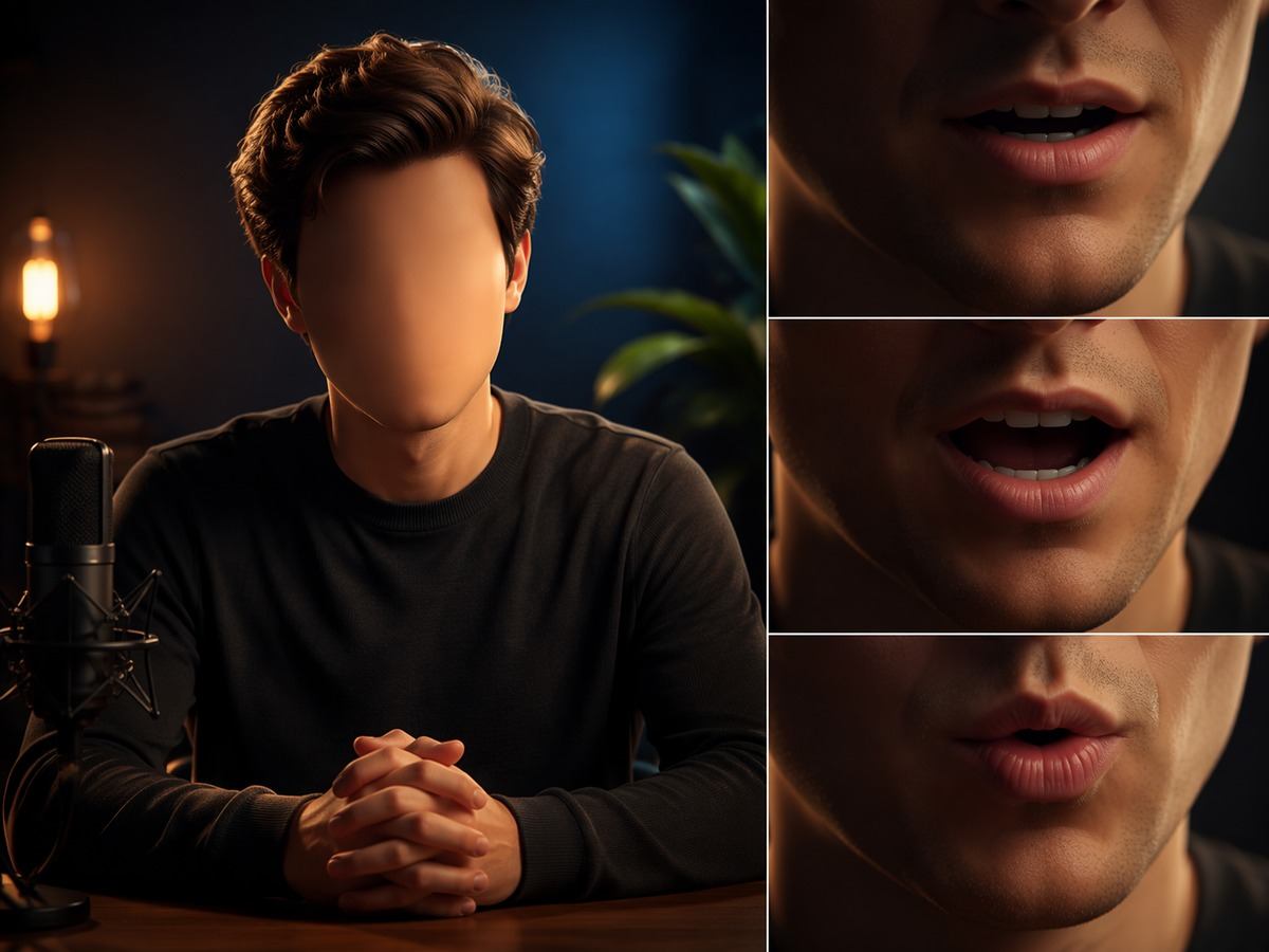 Gesichtsloses Video Lippensynchronisation AI Prompt Cover 1 in 4: 3