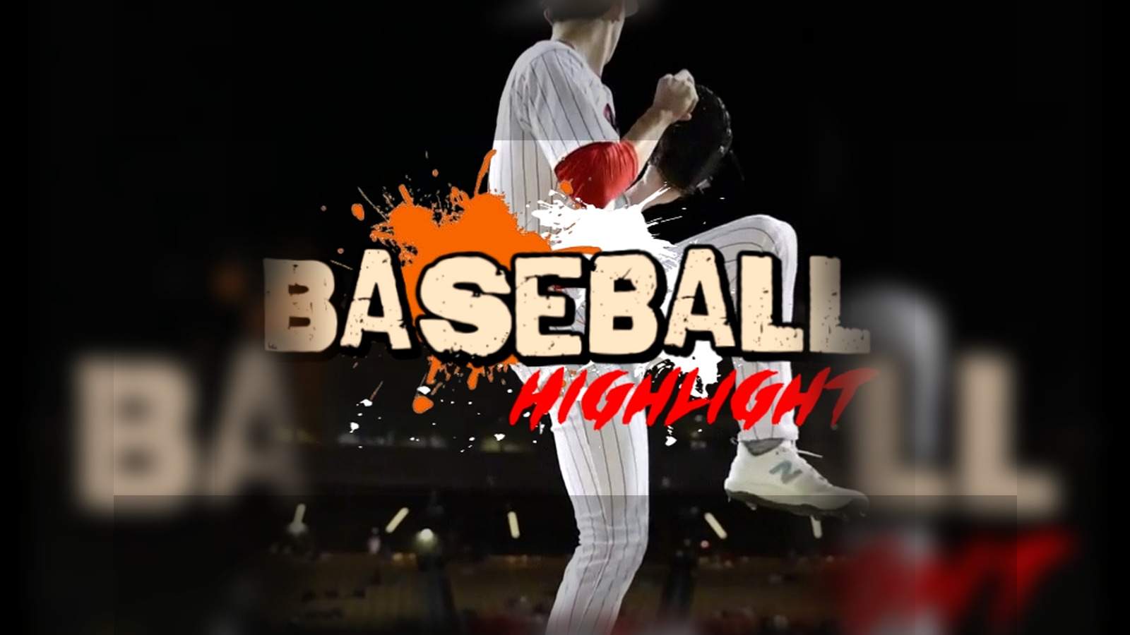 Baseball pitcher poster with splash-style highlight graphics for multi-format reuse