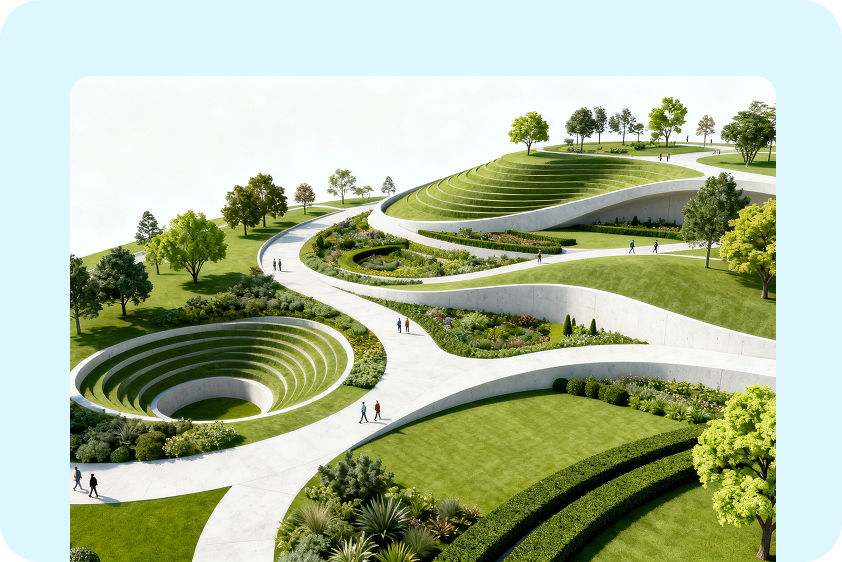 Urban parks and green space designs