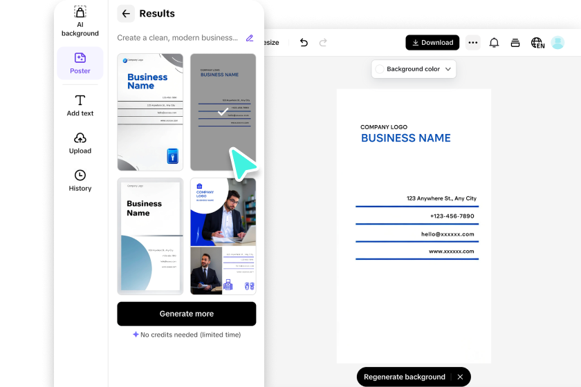 Ferramentas avançadas de edição de design com IA.