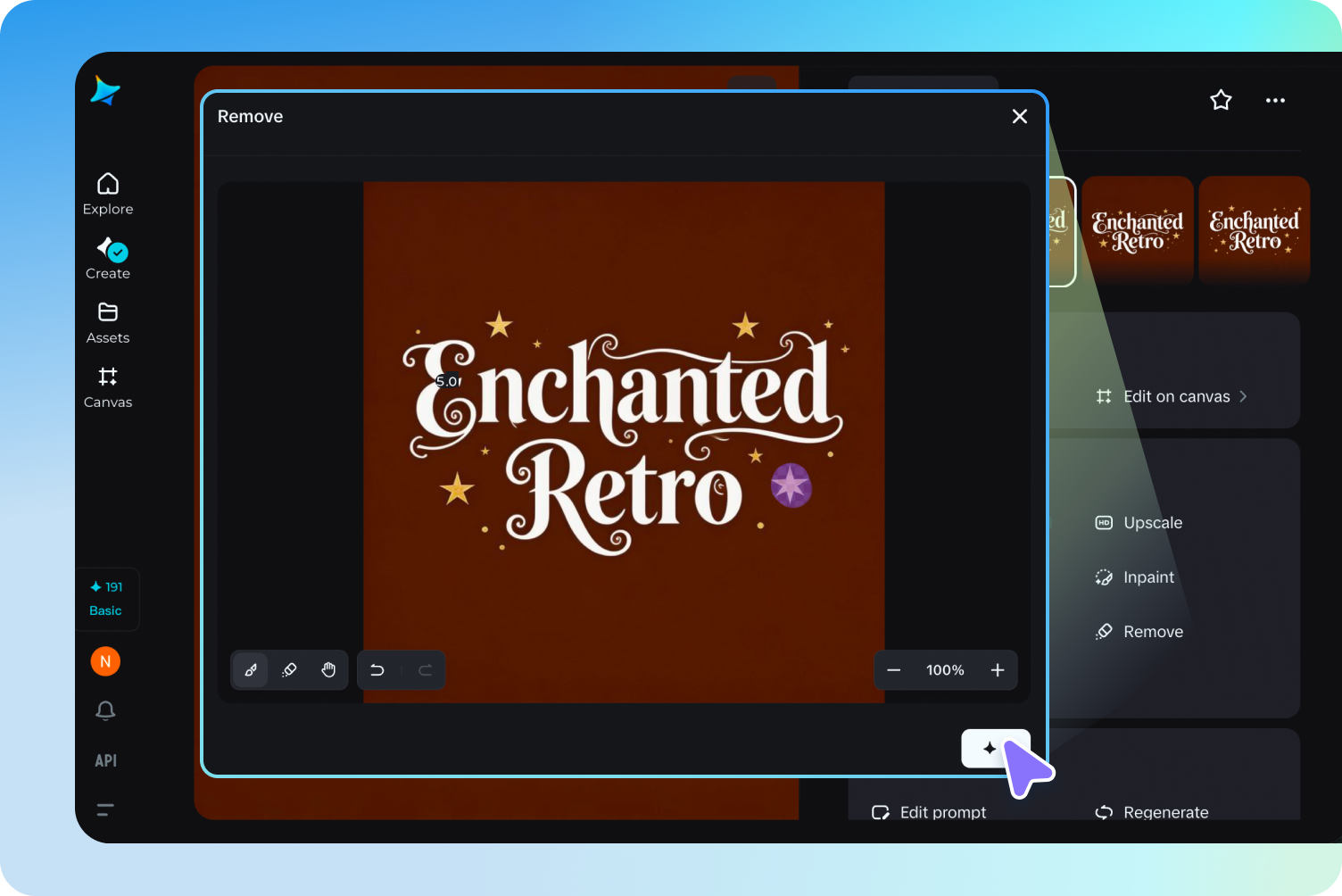 Edit the generated font image with AI tools