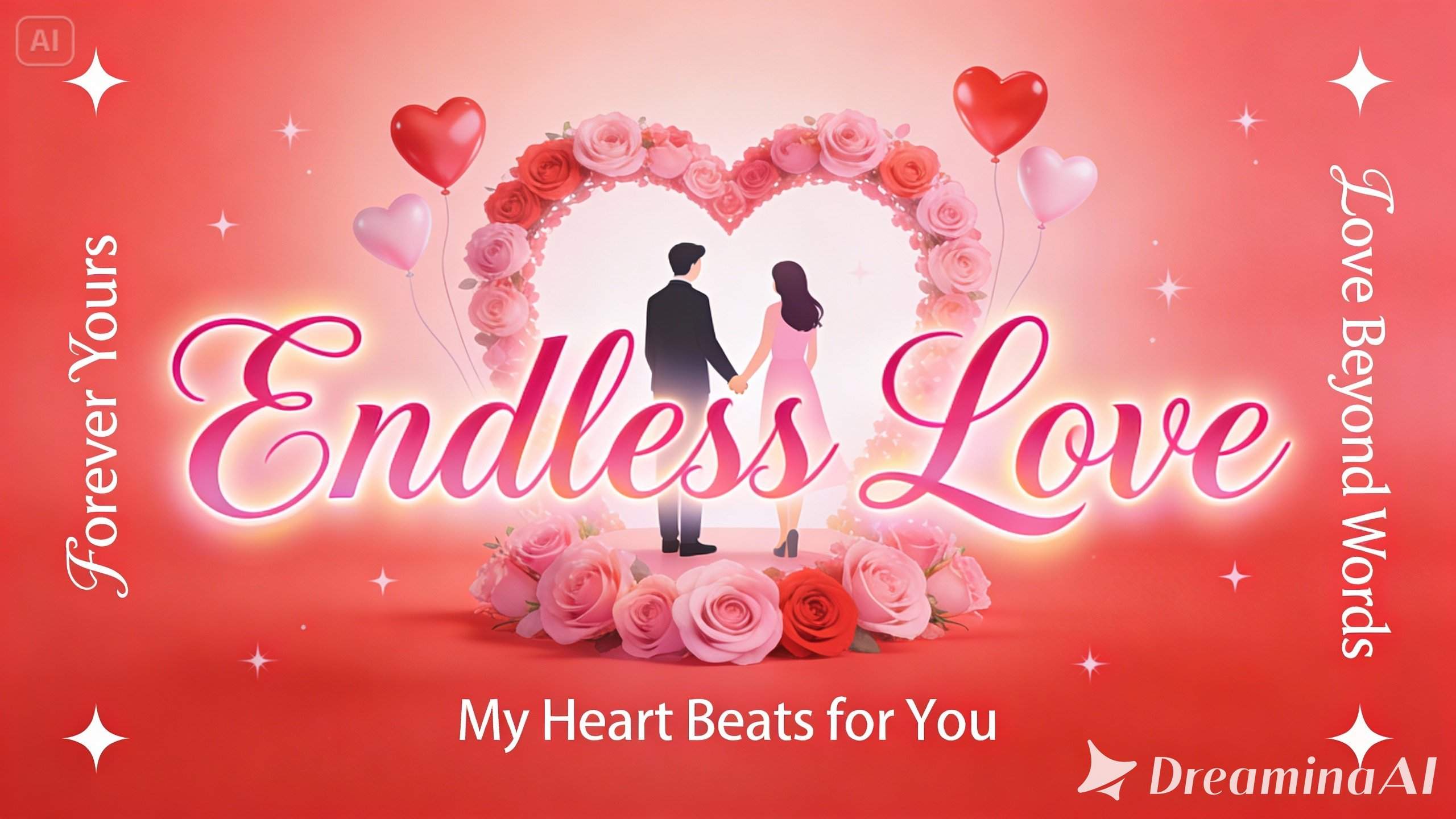 Valentine's Day banner with a whimsical text