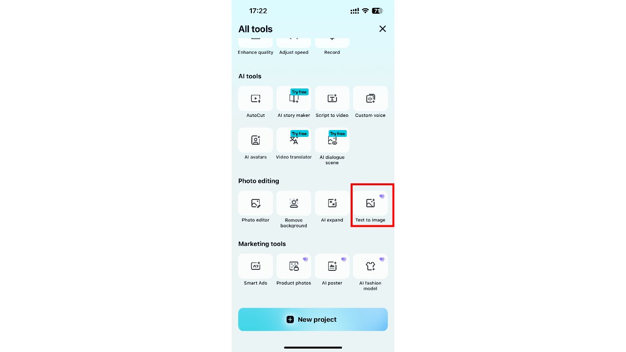 Accedi allo strumento di generazione immagini AI