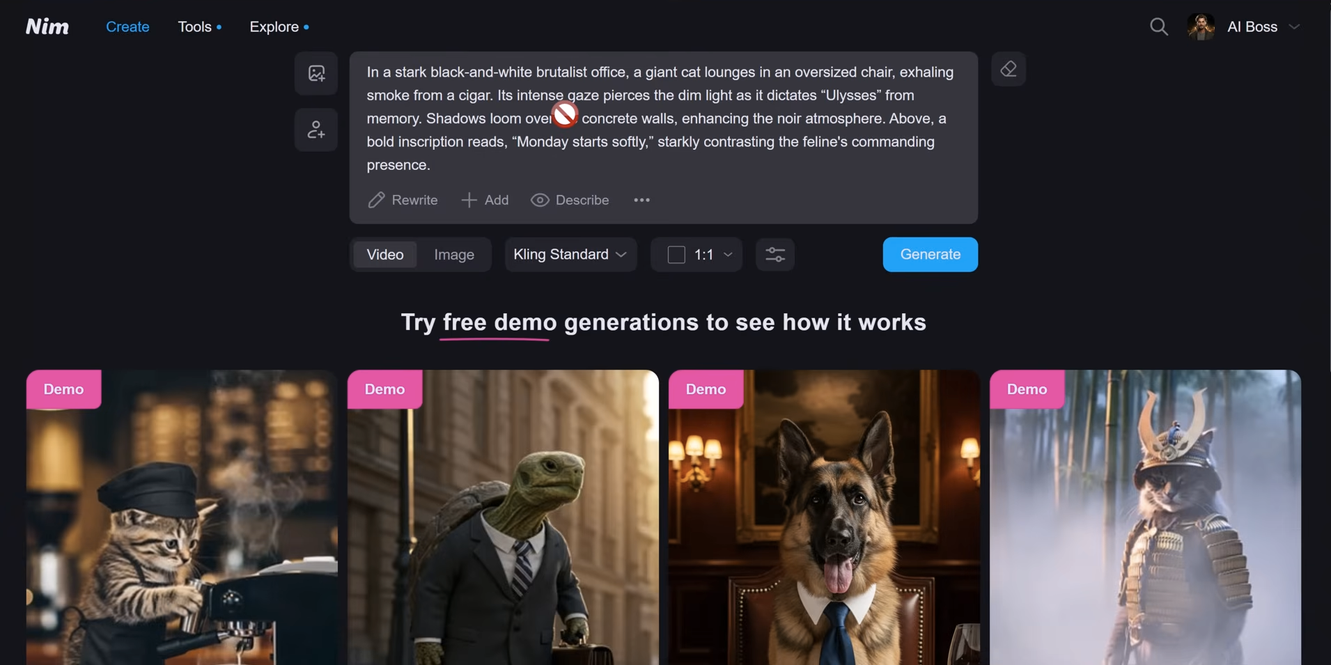 nim ai text to video