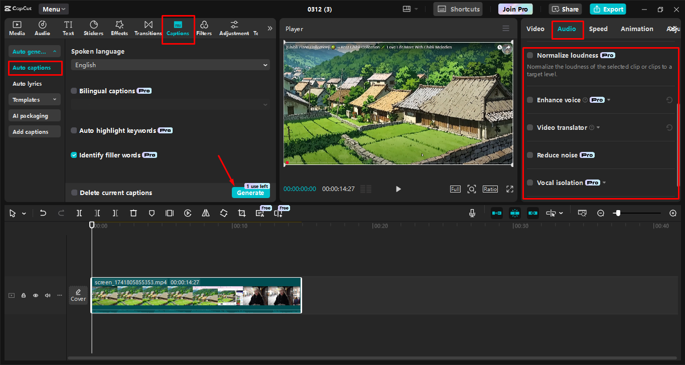 Editing screen recorded video in CapCut desktop video editor