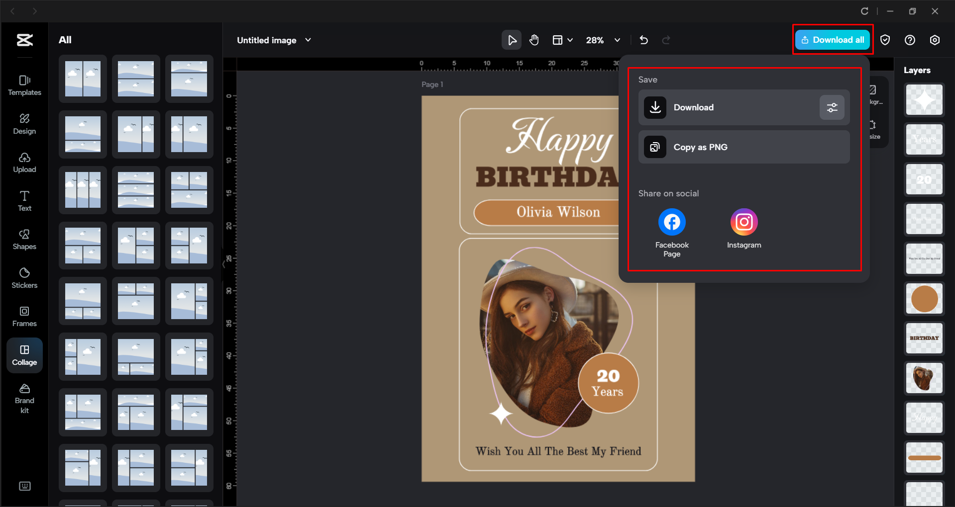 Exporting the poster from the CapCut desktop video editor