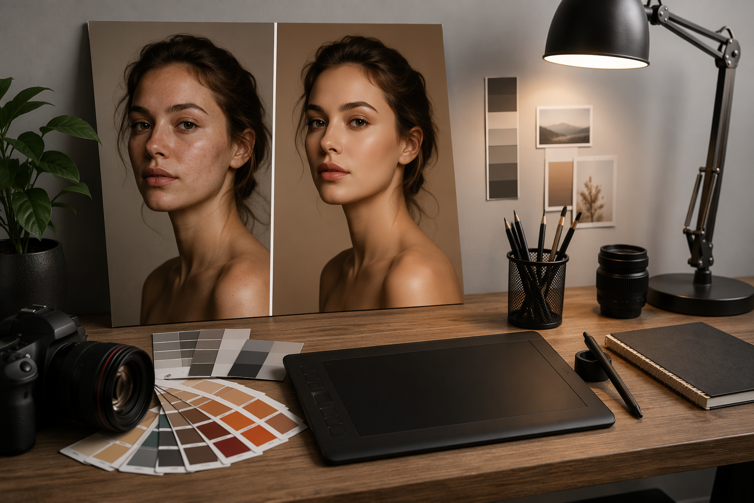 Dreamina Photopea Online Image Editor Prompt Beispiel 1: Layered Portrait Edit